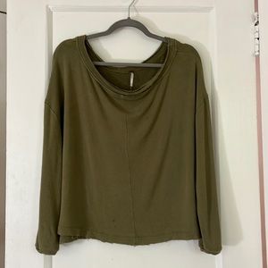 Slouchy olive green sweatshirt with side slits